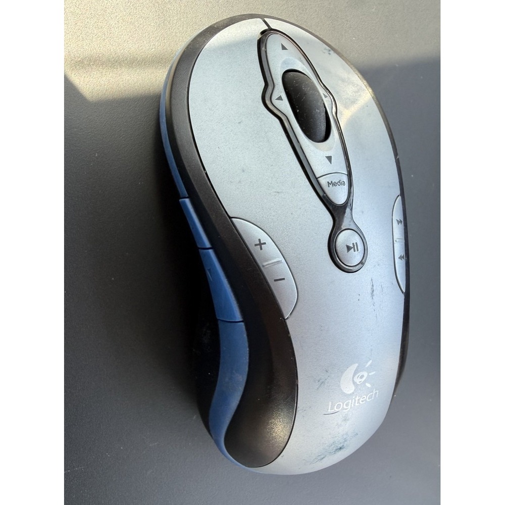 Logitech MediaPlay Cordless Mouse Blue Fair 11 Buttons DZL201843 Missing Dongle